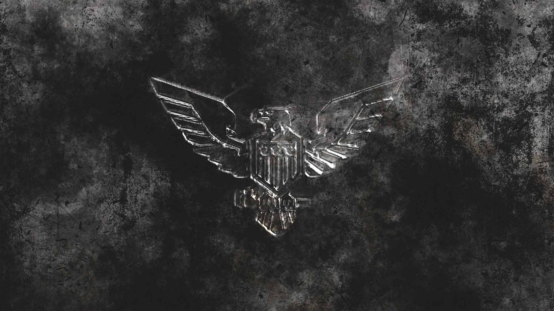 APR eagle emblem against dark textured metal