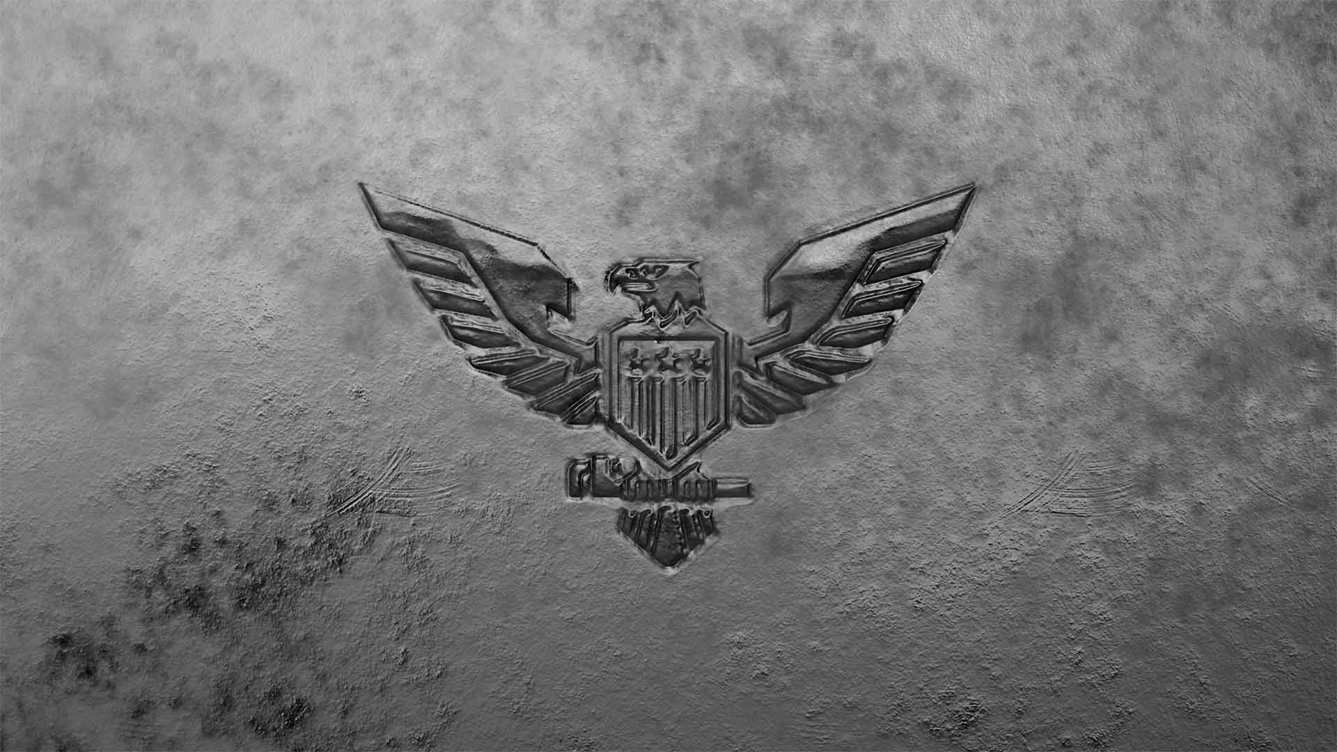 APR eagle emblem embossed in silver metal